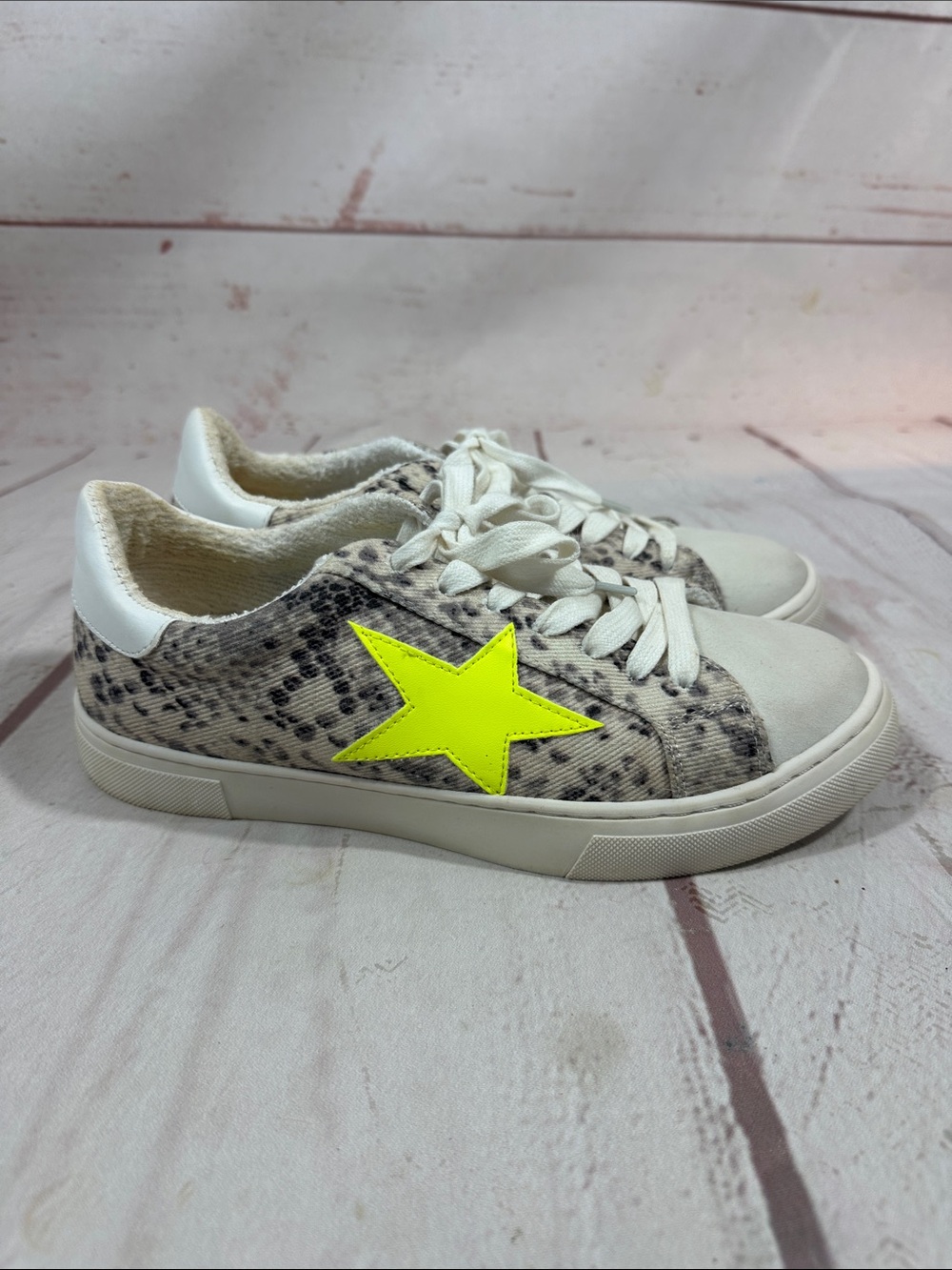 Steven Snake-Print Sneakers with Neon Star 7